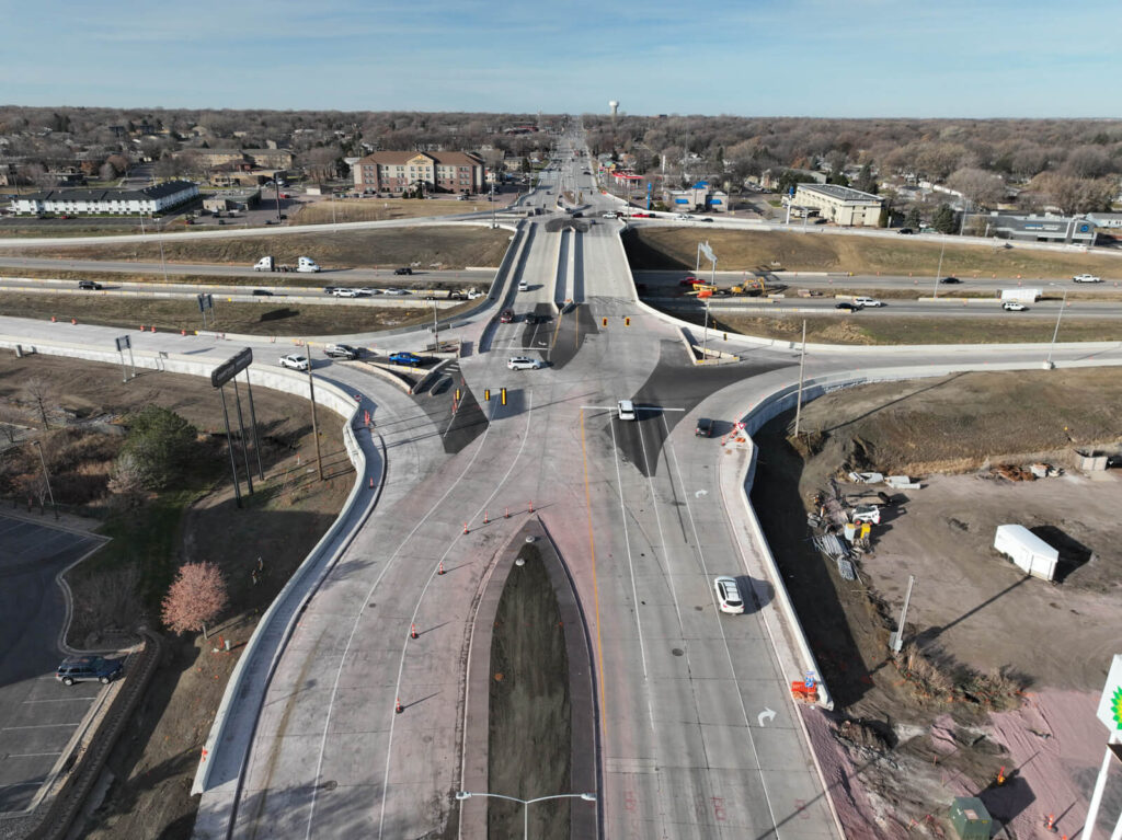 a flyover of a worksite in Sioux Falls for Infrastructure Design Group Inc