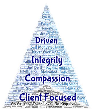 Core Values Word Triangle for Infrastructure Design Group